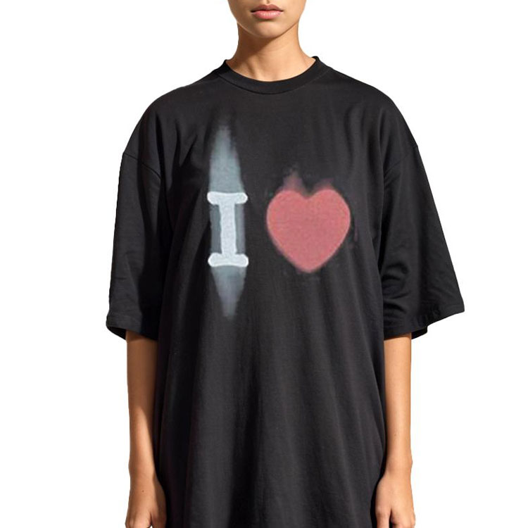 Purchase Balenciaga SS23 Heart Print Loose Fit T-Shirt Unisex Black 744439TOVH39034