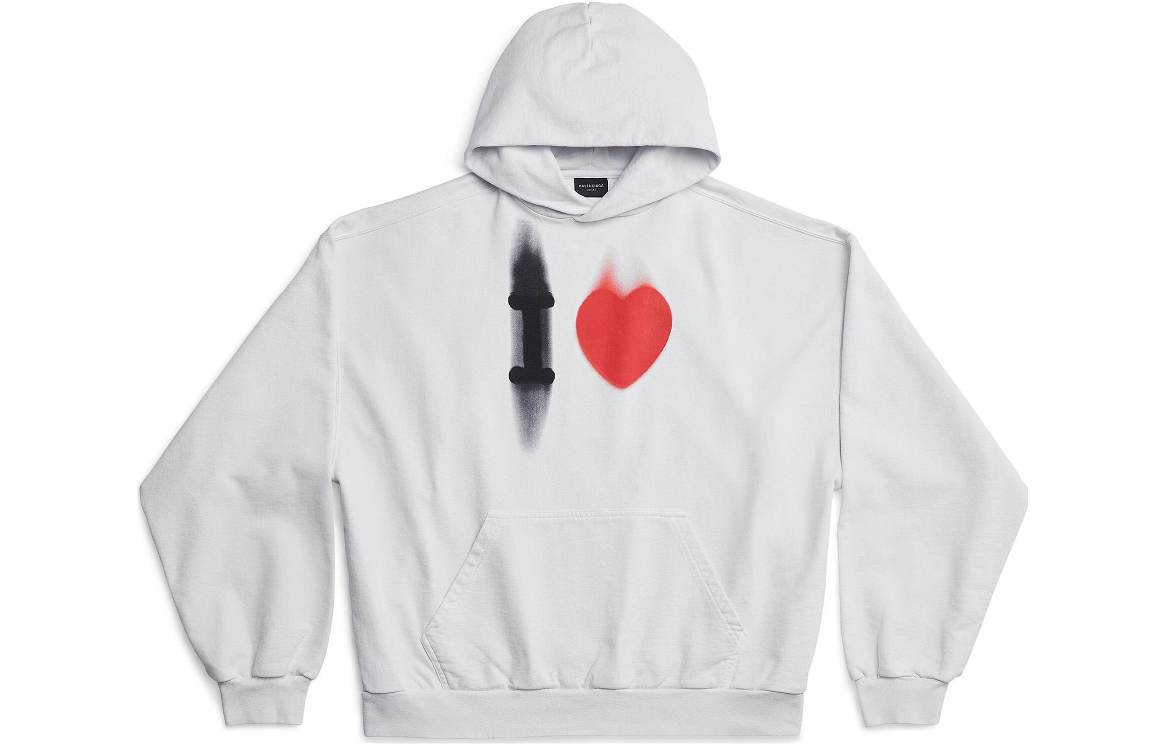 Balenciaga SS23 Letter Heart Print White Regular Fit Sweatshirt . 742603TOVH59081