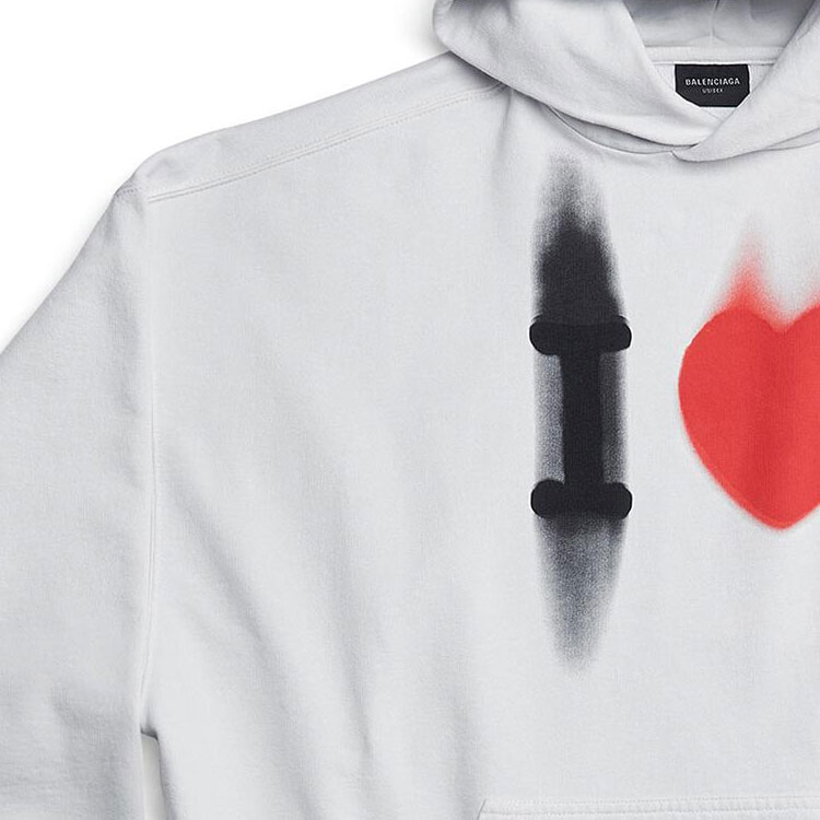 Balenciaga SS23 Letter Heart Print White Regular Fit Sweatshirt . 742603TOVH59081 圖 5