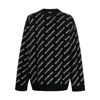 Balenciaga SS23 Letter Logo Knit Wool Sweater Black. 702959T41271000