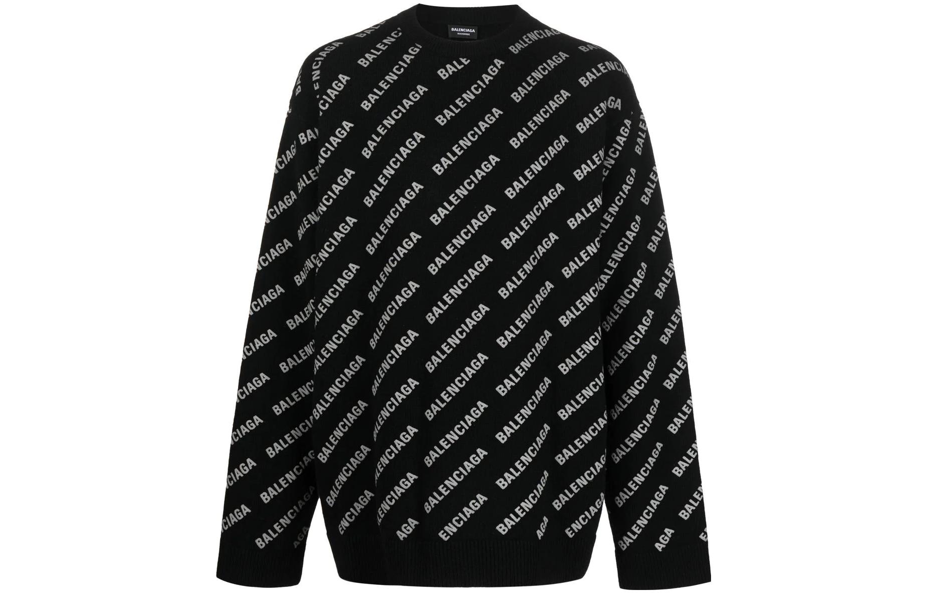 Order Balenciaga SS23 Letter Logo Baju Rajut Wool Hitam. 702959T41271000