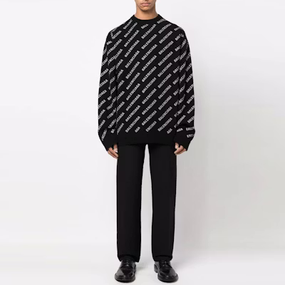 Balenciaga SS23 Letter Logo Baju Rajut Wool Hitam. 702959T41271000 Lookbook Balenciaga SS23 Letter Logo Baju Rajut Wool Hitam. 702959T41271000
