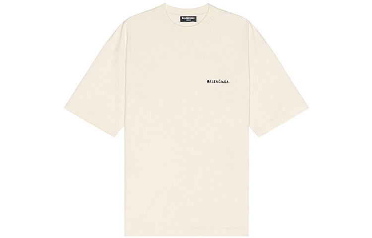 Balenciaga SS23 Letter Logo Print Crewneck Loose Fit Beige  T-Shirt. 612966TMVF49069