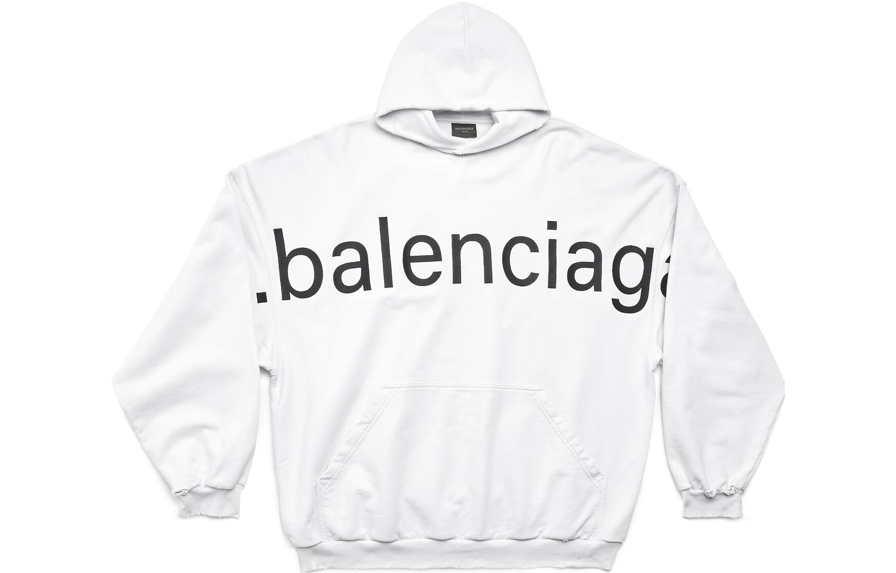 Balenciaga SS23 Letter Logo Print Hoodie Unisex Loose Fit White. 739024TOVN99081