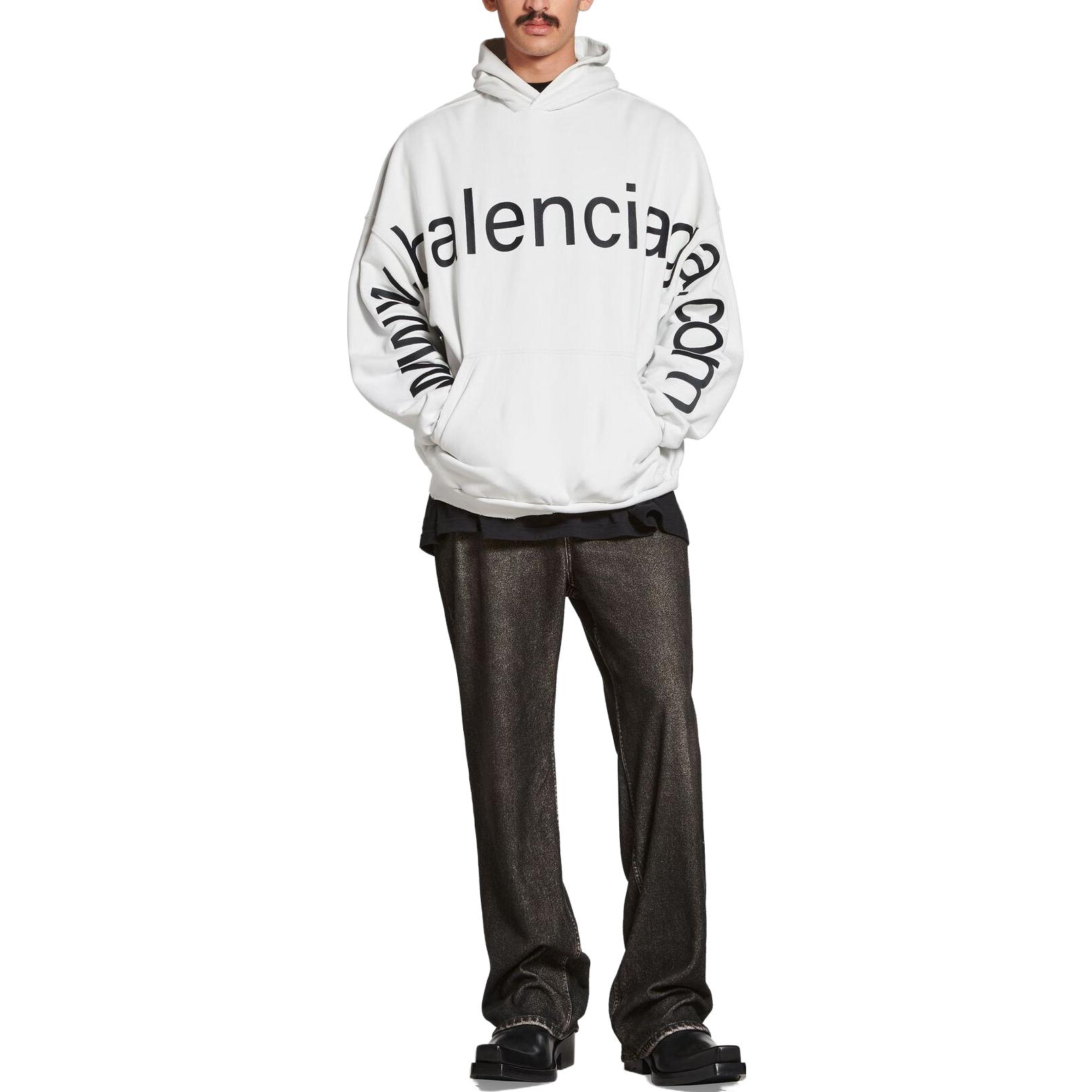 Balenciaga SS23 Letter Logo Print Hoodie Unisex Loose Fit White. 739024TOVN99081 圖 4