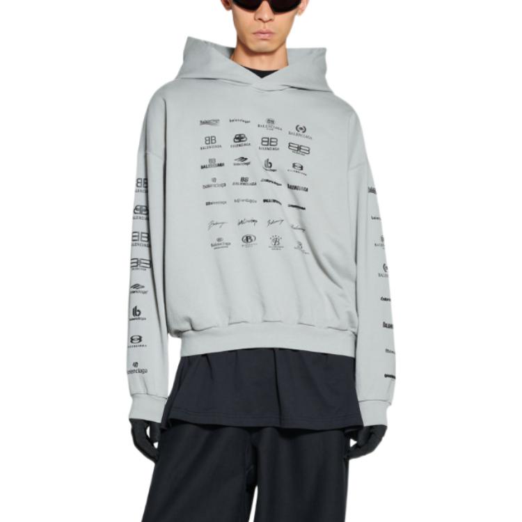 Balenciaga SS23 Letter Logo Print Hoodie Unisex Oversized Fit Grey. 726241TNVQ81342 圖 5