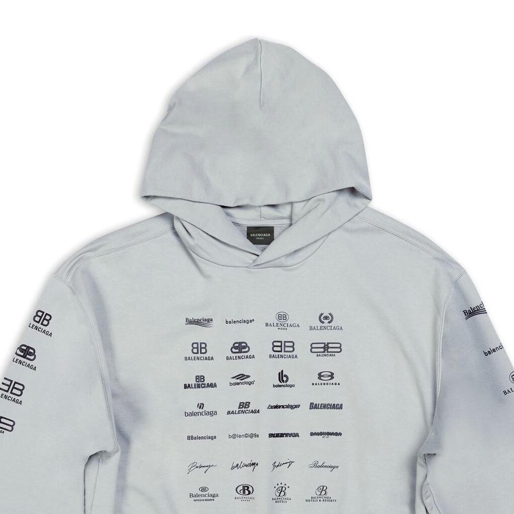 Balenciaga SS23 Letter Logo Print Hoodie Unisex Oversized Fit Grey. 726241TNVQ81342 圖 8