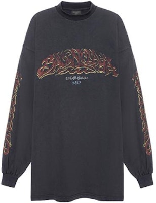 バレンシアガ SS23 レターロゴプリント 長袖 ルーズフィット Tシャツ ブラック メンズ。 739027TPVM81568 Order バレンシアガ SS23 レターロゴプリント 長袖 ルーズフィット Tシャツ ブラック メンズ。 739027TPVM81568