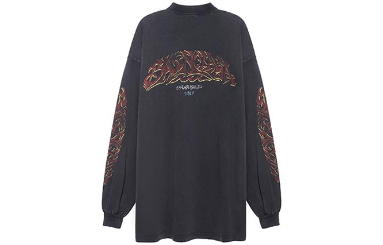 Lookbook バレンシアガ SS23 レターロゴプリント 長袖 ルーズフィット Tシャツ ブラック メンズ。 739027TPVM81568