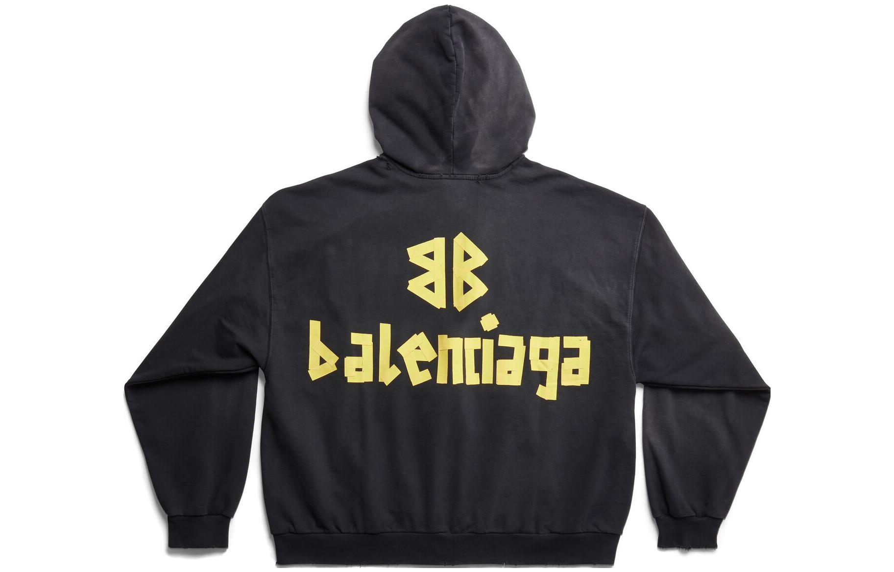 Order Balenciaga SS23 Letter Logo Print Zip-Up Regular Fit Hoodie Black - . 744451TOVB11055