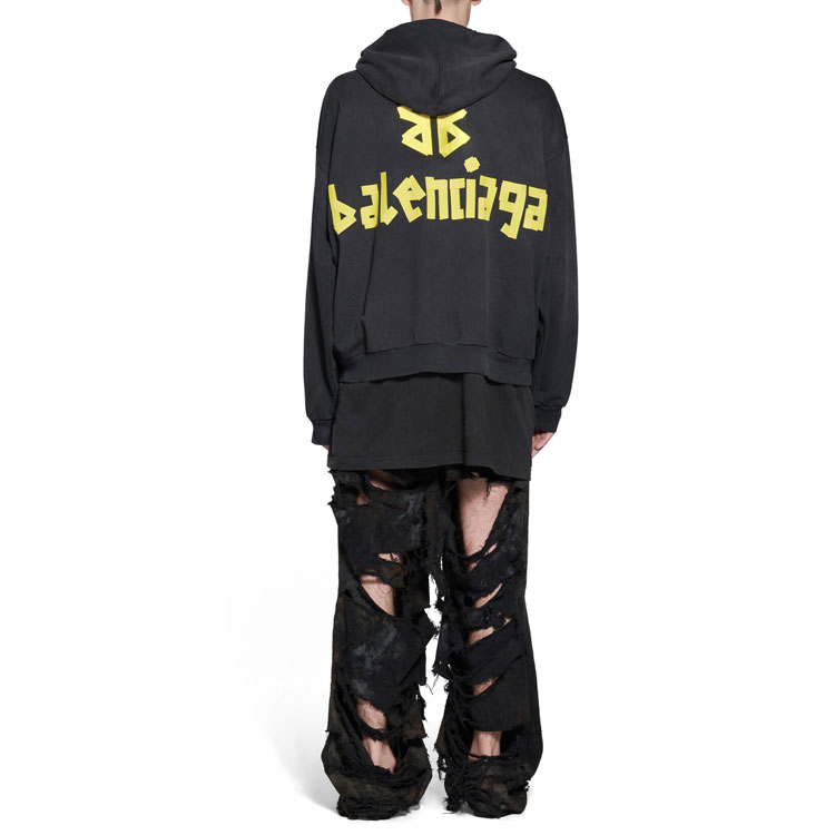 Purchase Balenciaga SS23 Letter Logo Print Zip-Up Regular Fit Hoodie Black - . 744451TOVB11055
