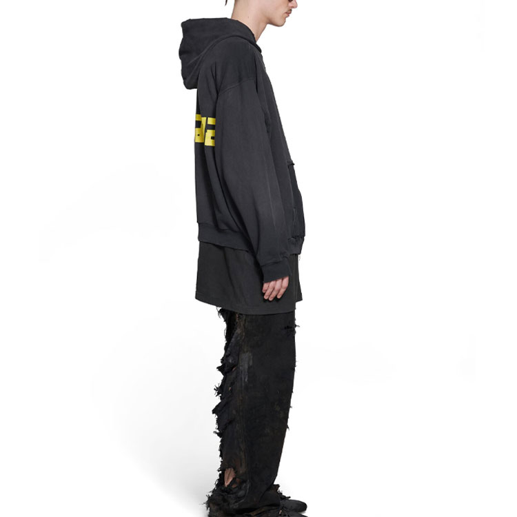 Details for Balenciaga SS23 Letter Logo Print Zip-Up Regular Fit Hoodie Black - . 744451TOVB11055