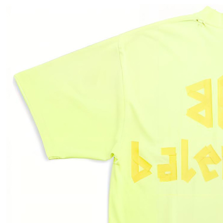 Balenciaga SS23 Letter Logo Printed Round Neck T-Shirt Unisex Washed Yellow. 739784TOVA97204 圖 7