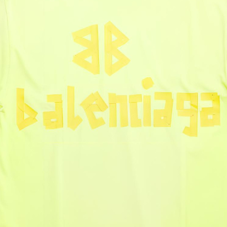 Balenciaga SS23 Letter Logo Printed Round Neck T-Shirt Unisex Washed Yellow. 739784TOVA97204 圖 8