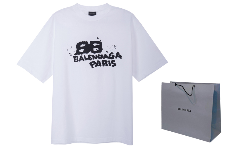 Shop Balenciaga SS23 Letter Print Crewneck Short Sleeve T-Shirt White -  Regular Fit 612966TNVN49040