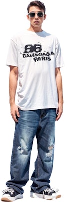 Balenciaga SS23 Letter Print Crewneck Short Sleeve T-Shirt White - Regular Fit 612966TNVN49040 Purchase Balenciaga SS23 Letter Print Crewneck Short Sleeve T-Shirt White - Regular Fit 612966TNVN49040