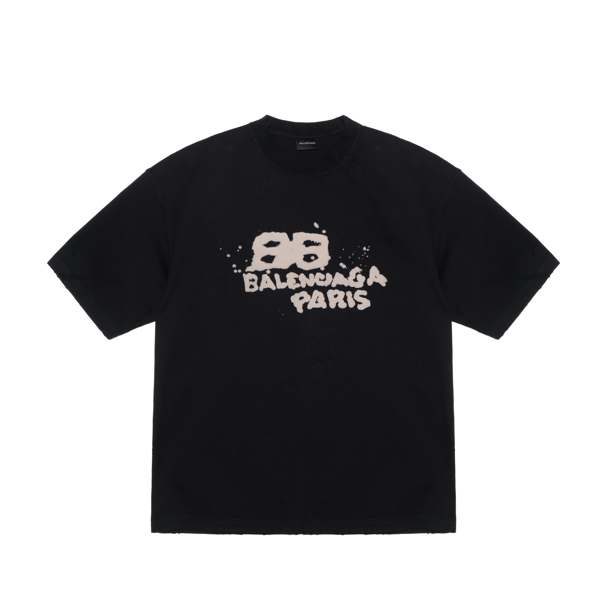 Order 巴伦西亚卡 SS23 字母印花中性黑色圆领T恤 常规版型。 612966TNVN41059