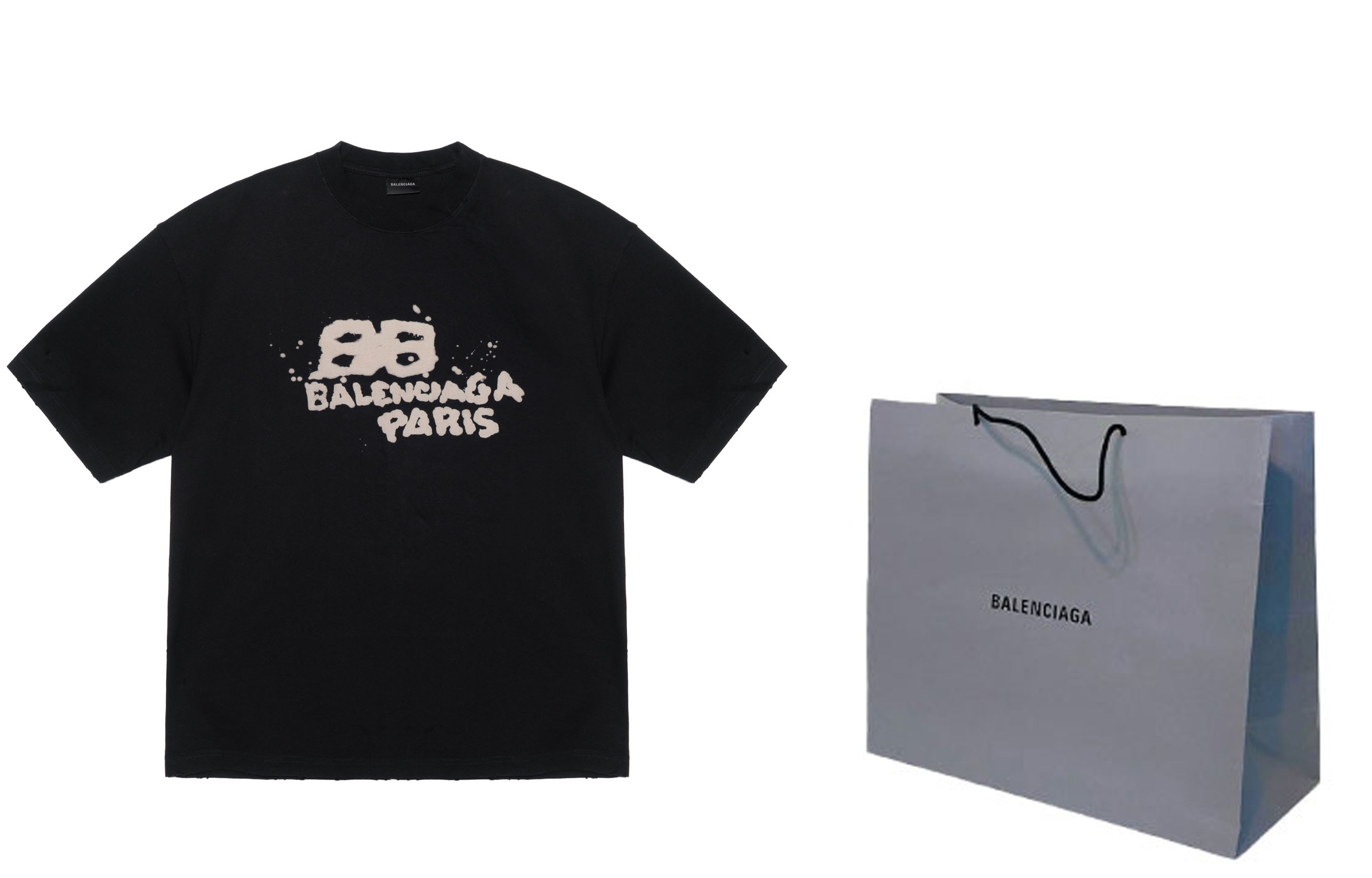 Shop 巴伦西亚卡 SS23 字母印花中性黑色圆领T恤 常规版型。 612966TNVN41059