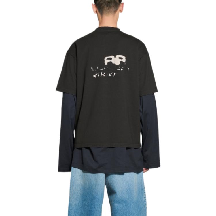 Details for 巴伦西亚卡 SS23 字母印花中性黑色圆领T恤 常规版型。 612966TNVN41059