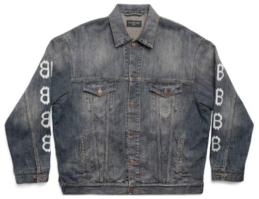 Balenciaga SS23 Jaket Denim Cetakan Huruf Unisex Fit Longgar Biru Indigo. 750983TNW654036 Order Balenciaga SS23 Jaket Denim Cetakan Huruf Unisex Fit Longgar Biru Indigo. 750983TNW654036