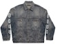 Order Balenciaga SS23 Jaket Denim Cetakan Huruf Unisex Fit Longgar Biru Indigo. 750983TNW654036