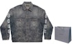 Shop Balenciaga SS23 Jaket Denim Cetakan Huruf Unisex Fit Longgar Biru Indigo. 750983TNW654036