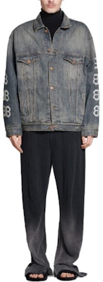 Balenciaga SS23 Jaket Denim Cetakan Huruf Unisex Fit Longgar Biru Indigo. 750983TNW654036 Purchase Balenciaga SS23 Jaket Denim Cetakan Huruf Unisex Fit Longgar Biru Indigo. 750983TNW654036