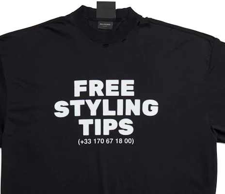 Balenciaga SS23 Kaos Hitam Oversized dengan Letter Print Pria. 744439TOVG29034 Sizing Balenciaga SS23 Kaos Hitam Oversized dengan Letter Print Pria. 744439TOVG29034