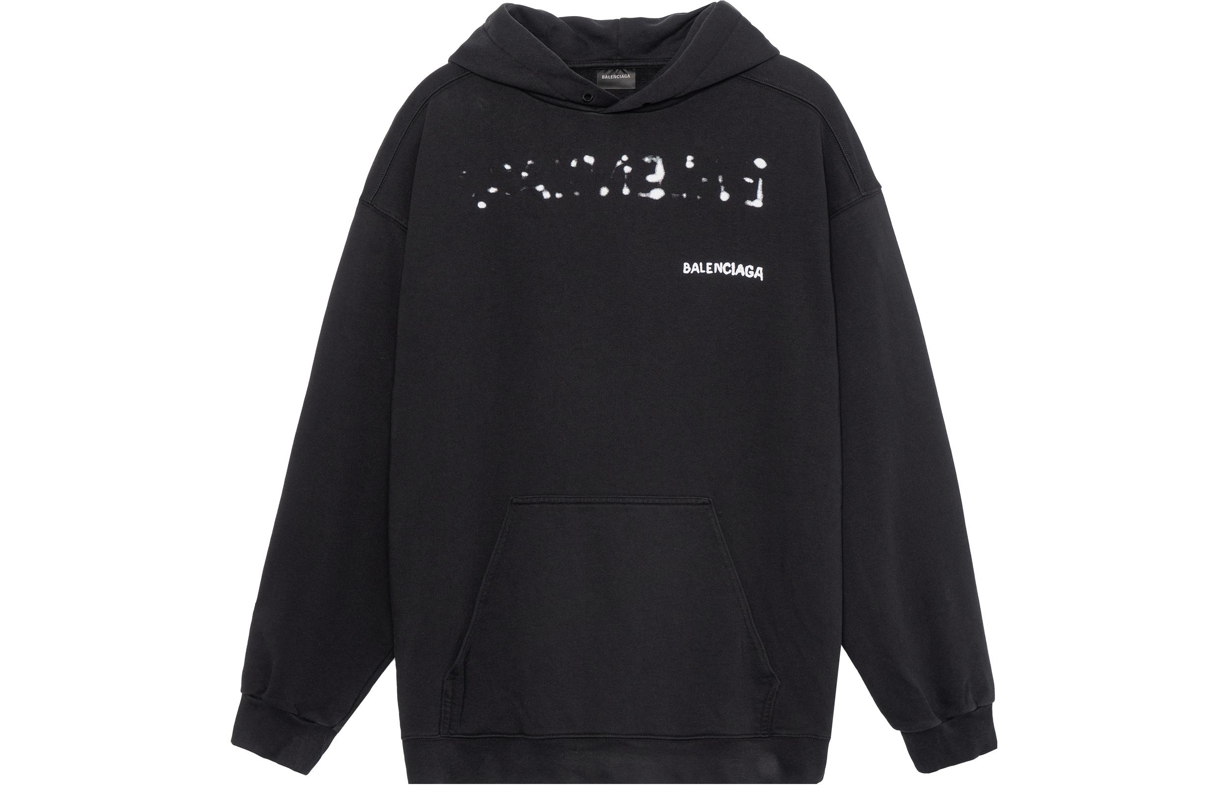 Balenciaga SS23 Letter Print Pullover Hoodie Loose Fit  Black. 600583TOVO61070