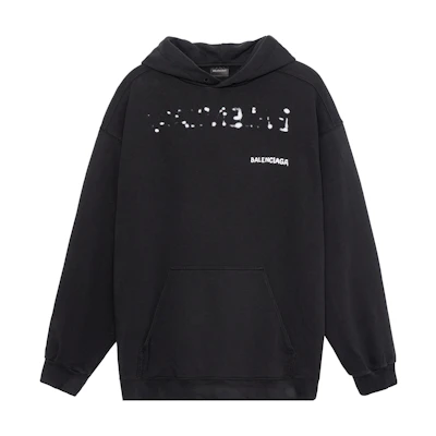 Balenciaga SS23 Letter Print Pullover Hoodie Loose Fit Black. 600583TOVO61070