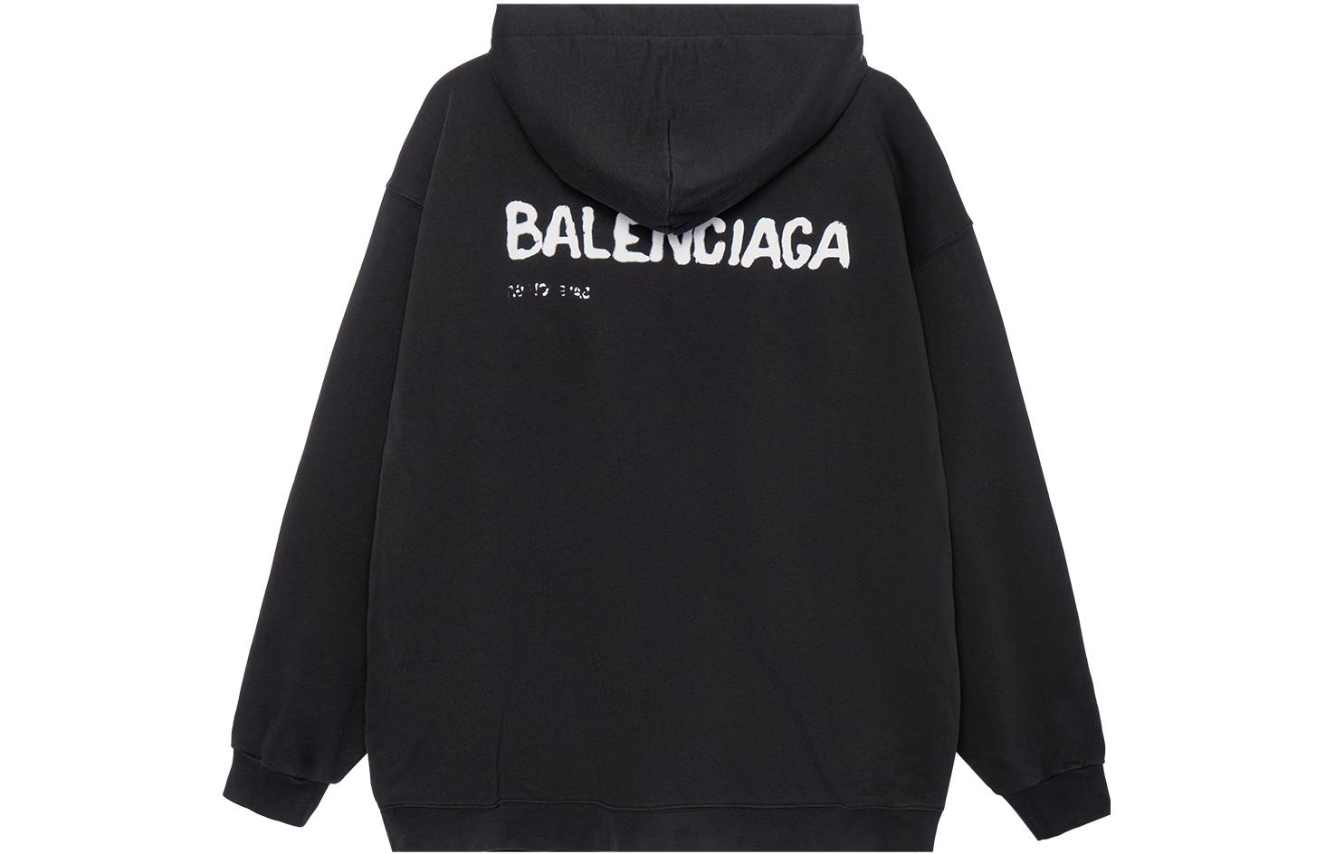 Balenciaga SS23 Letter Print Pullover Hoodie Loose Fit  Black. 600583TOVO61070 圖 3