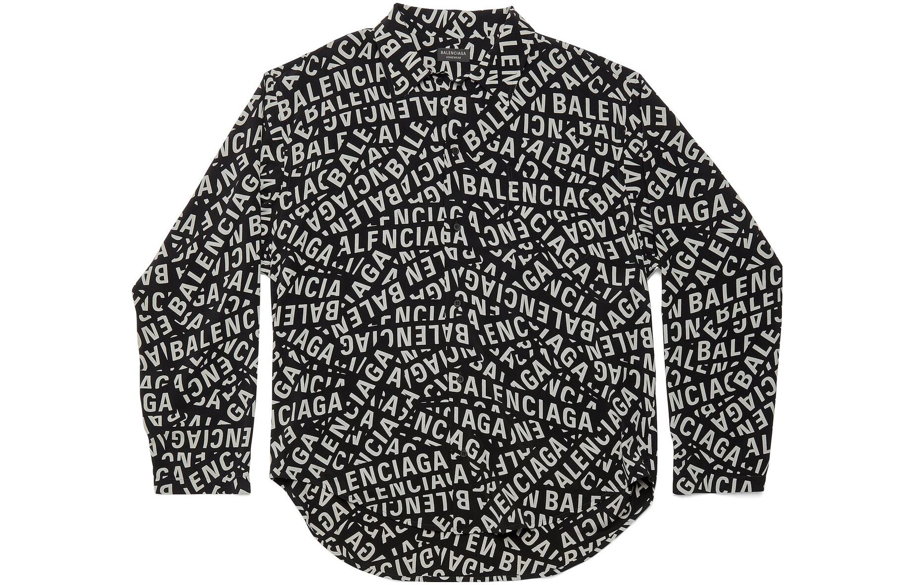 Balenciaga SS23 Letter Print Single-Breasted Shirt Regular Fit  Black 681812TML211269