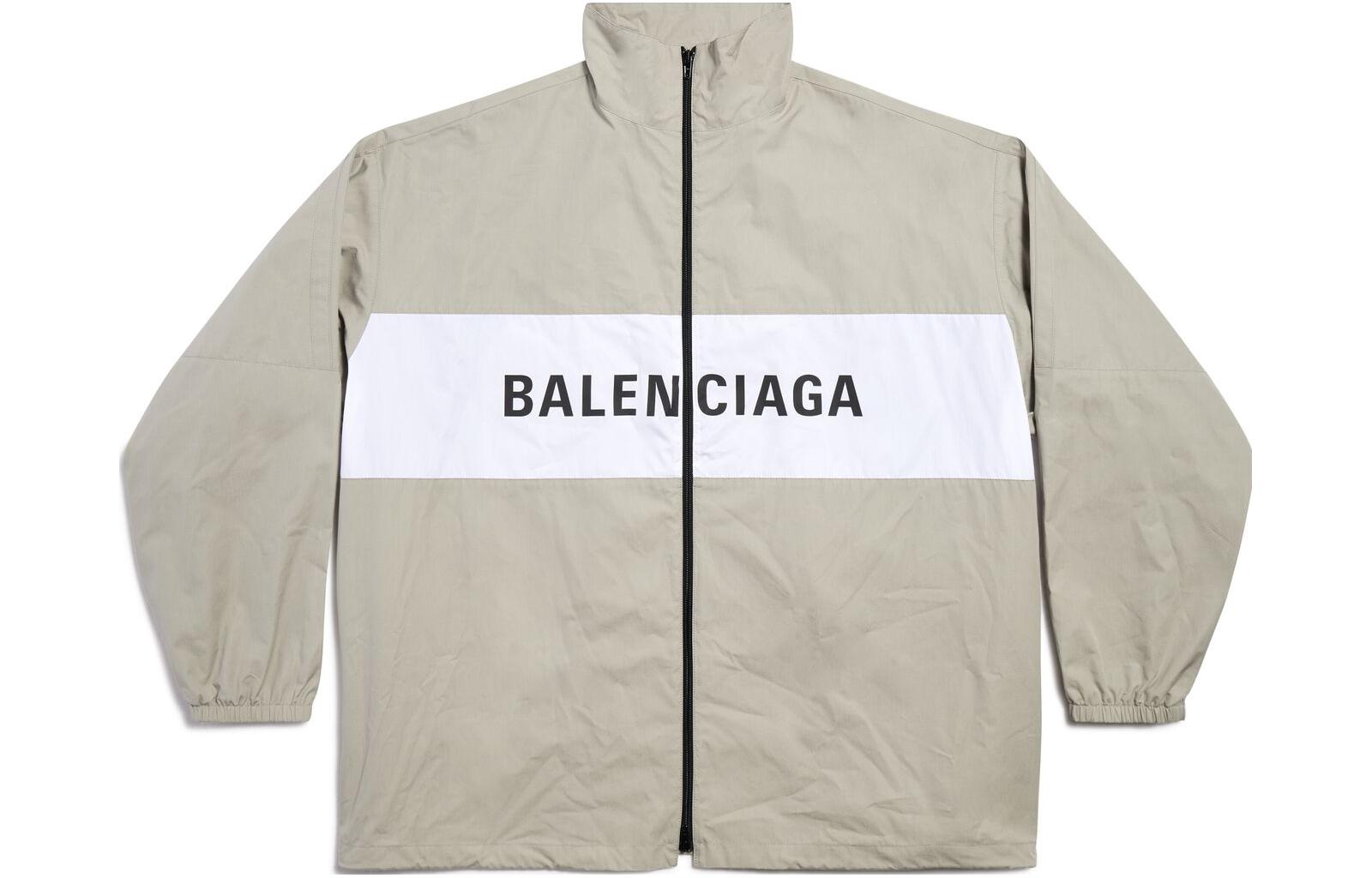 Balenciaga SS23 Letter Print Zip Long Jacket Unisex Khaki 725302TNM149441