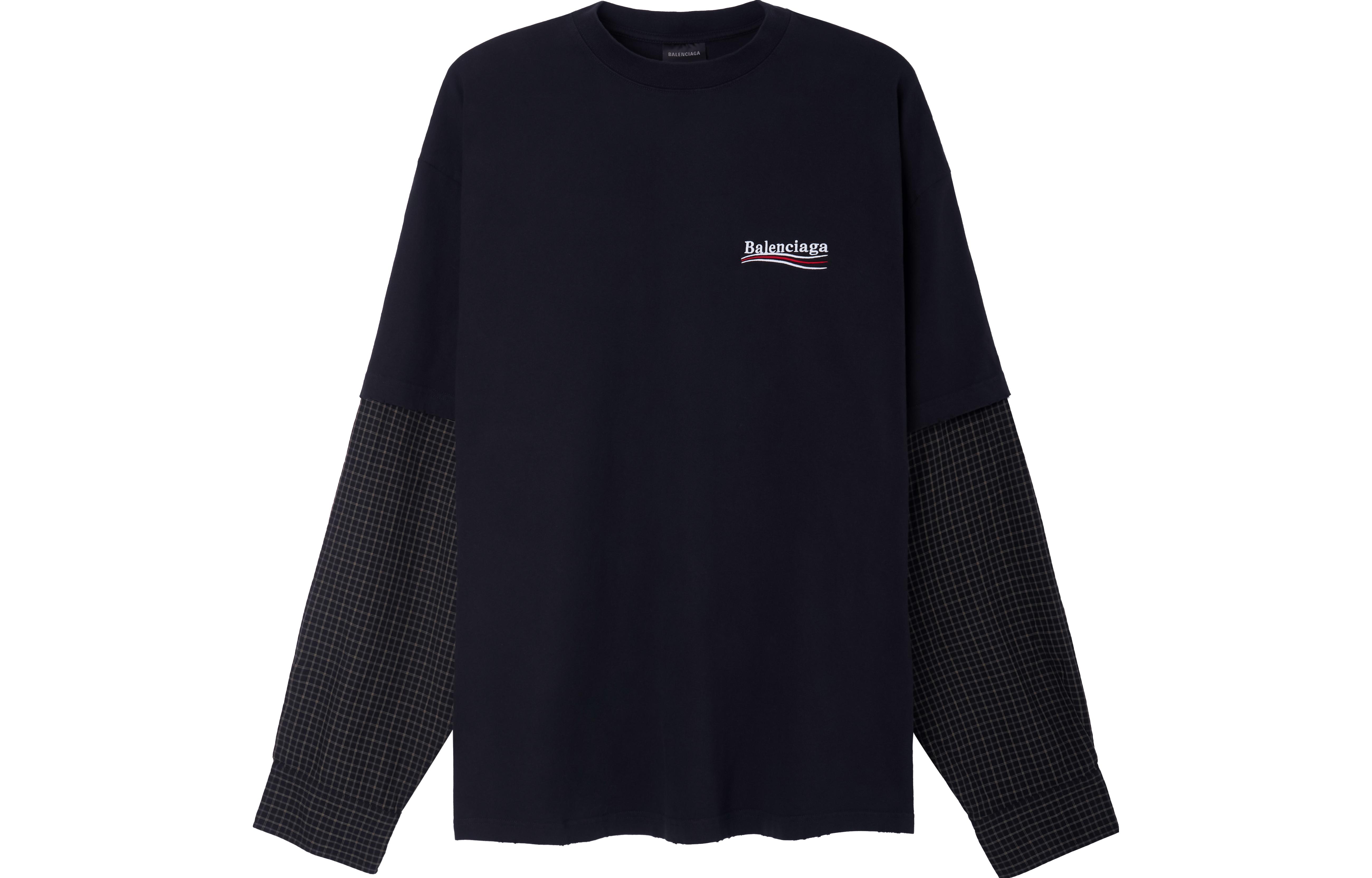 Balenciaga SS23 Logo Embroidered Oversized Long Sleeve T-Shirt Black Unisex. 698631TKVJ19070