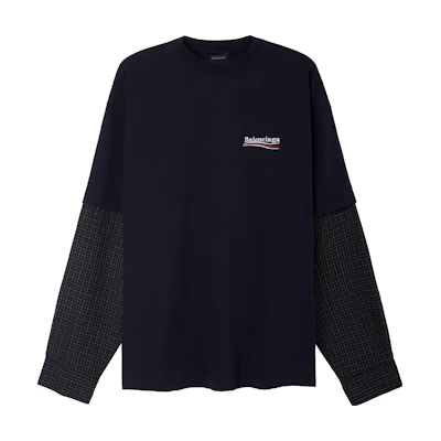 Balenciaga SS23 Logo Embroidered Oversized Long Sleeve T-Shirt Black Unisex. 698631TKVJ19070