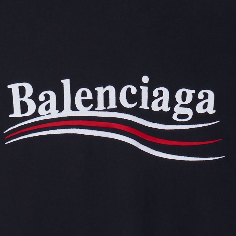 Shop Balenciaga SS23 Baju Lengan Panjang Oversized Logo Sulaman Hitam Unisex. 698631TKVJ19070