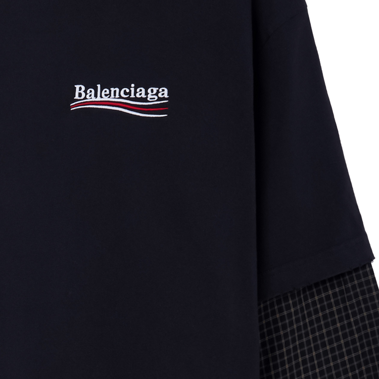 Sizing Balenciaga SS23 Baju Lengan Panjang Oversized Logo Sulaman Hitam Unisex. 698631TKVJ19070