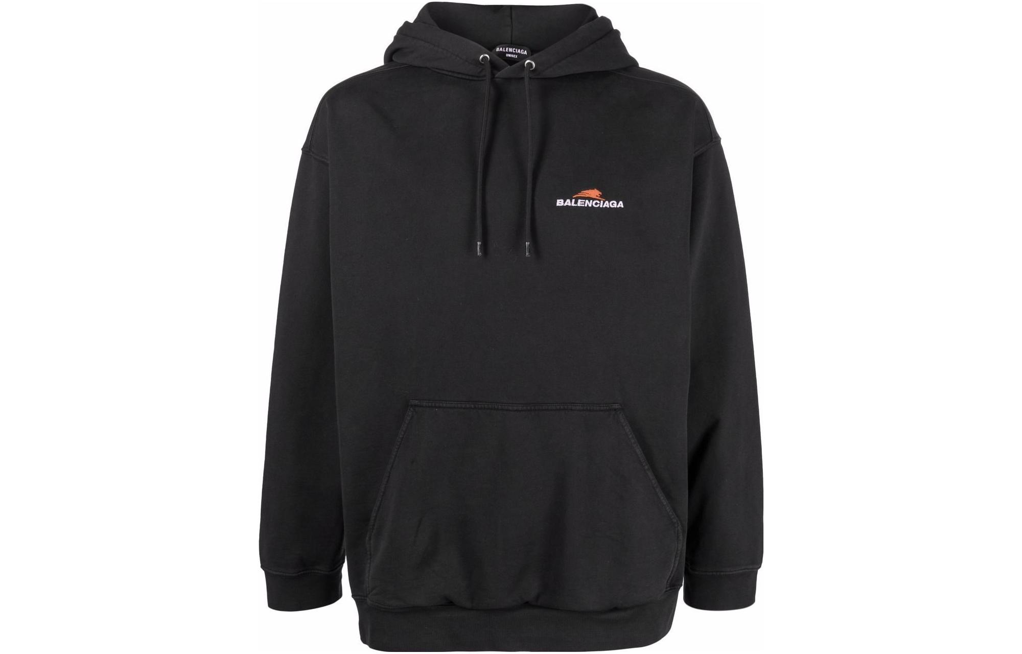 Balenciaga SS23 Logo Embroidered Unisex Black Sweatshirt. 600583TLVI61070