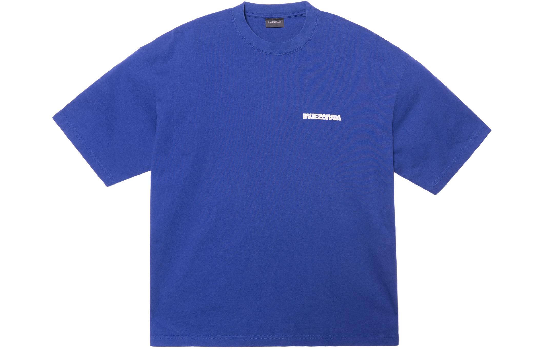 Order 巴黎世家 SS23 标志印花蓝色短袖圆领男士T恤 612966TLVB34388