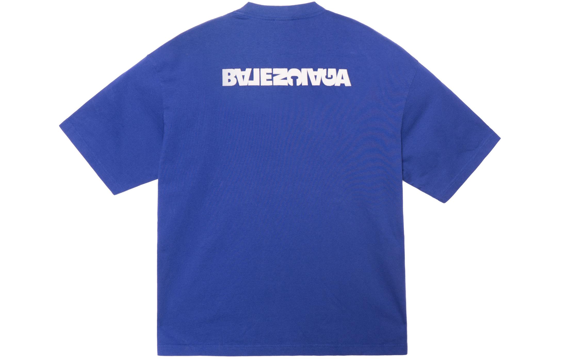 Lookbook 巴黎世家 SS23 标志印花蓝色短袖圆领男士T恤 612966TLVB34388