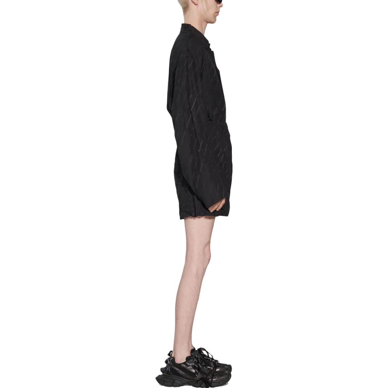 Sizing 발렌시아가 SS23 로고 프린트 캐주얼 스트레이트 반바지 블랙 남성 레귤러 핏. 719975TON041000