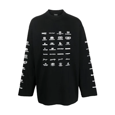 Balenciaga SS23 Logo Print Crewneck Black Long Sleeve Sweatshirt Regular Fit 720250TNVQ71070
