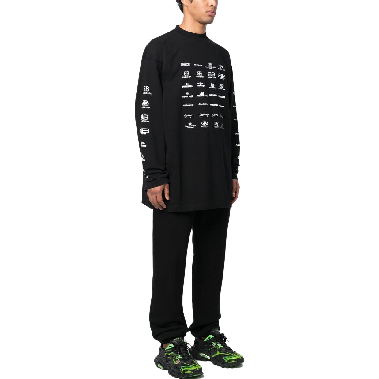 Purchase Balenciaga SS23黑色長袖標誌印花圓領T恤 常規版型 720250TNVQ71070