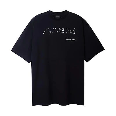 Balenciaga SS23 Logo Print Crewneck Loose Fit T-Shirt Men’s Black. 641675TOVO51070