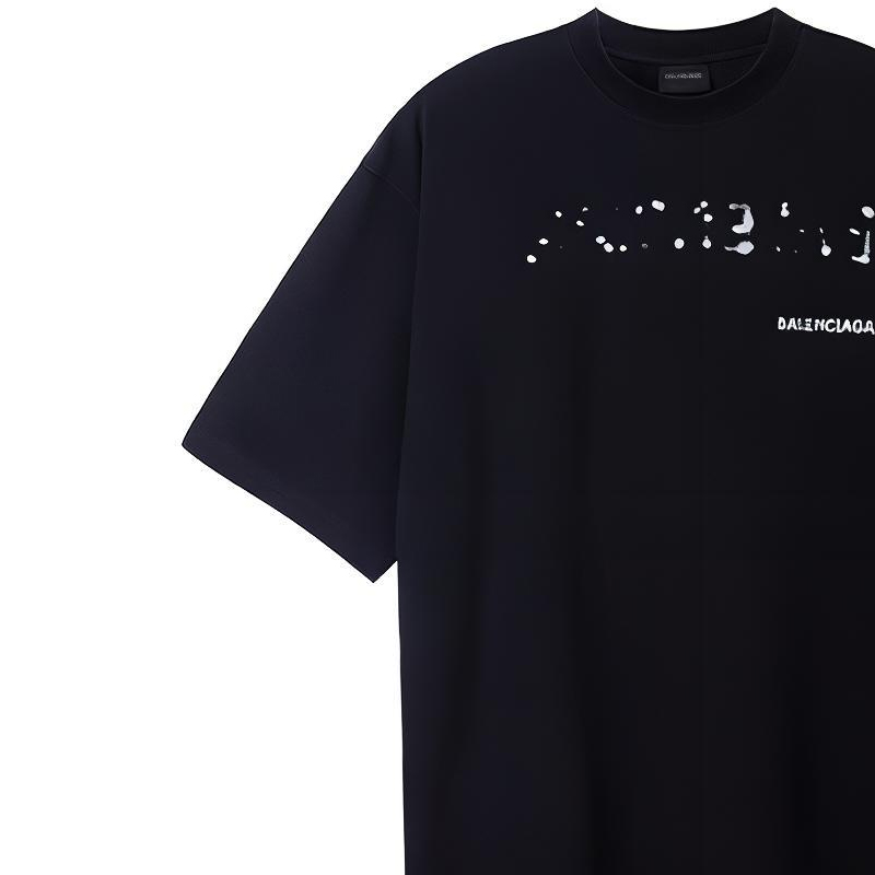 Sizing バレンシアガ SS23 ロゴプリント クルーネック ルーズフィット Tシャツ メンズ ブラック 641675TOVO51070