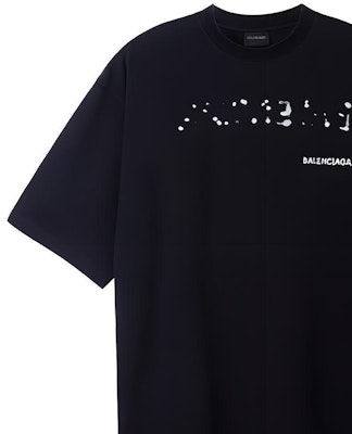 バレンシアガ SS23 ロゴプリント クルーネック ルーズフィット Tシャツ メンズ ブラック 641675TOVO51070 Sizing バレンシアガ SS23 ロゴプリント クルーネック ルーズフィット Tシャツ メンズ ブラック 641675TOVO51070