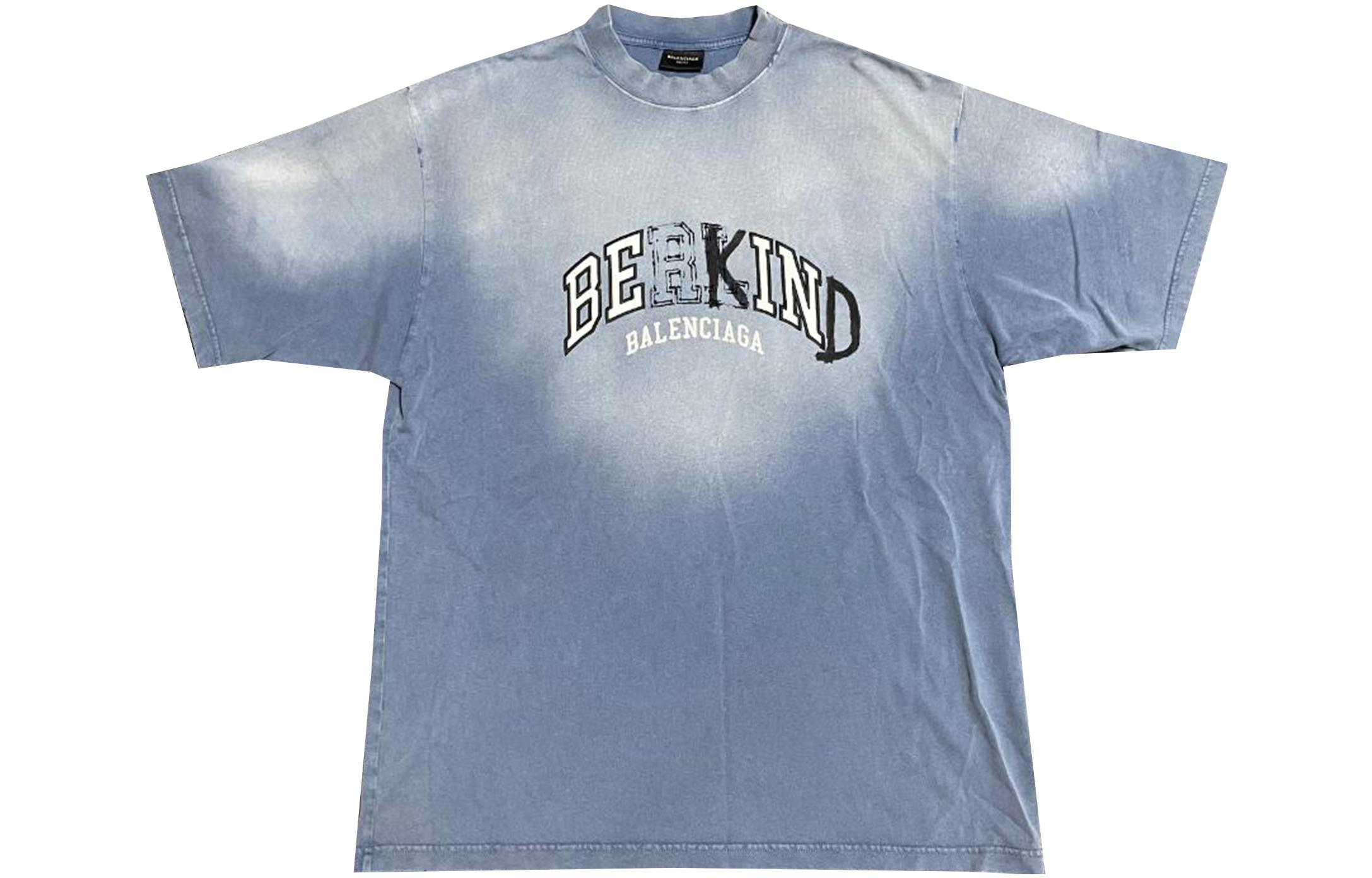 Order 발렌시아가 SS23 로고 프린트 반팔 티셔츠 남성 블루 764235TPVD54313