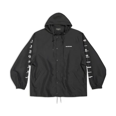 Balenciaga SS23 Logo Print Drawstring Hoodie Jacket Unisex Black. 725607TMO101000