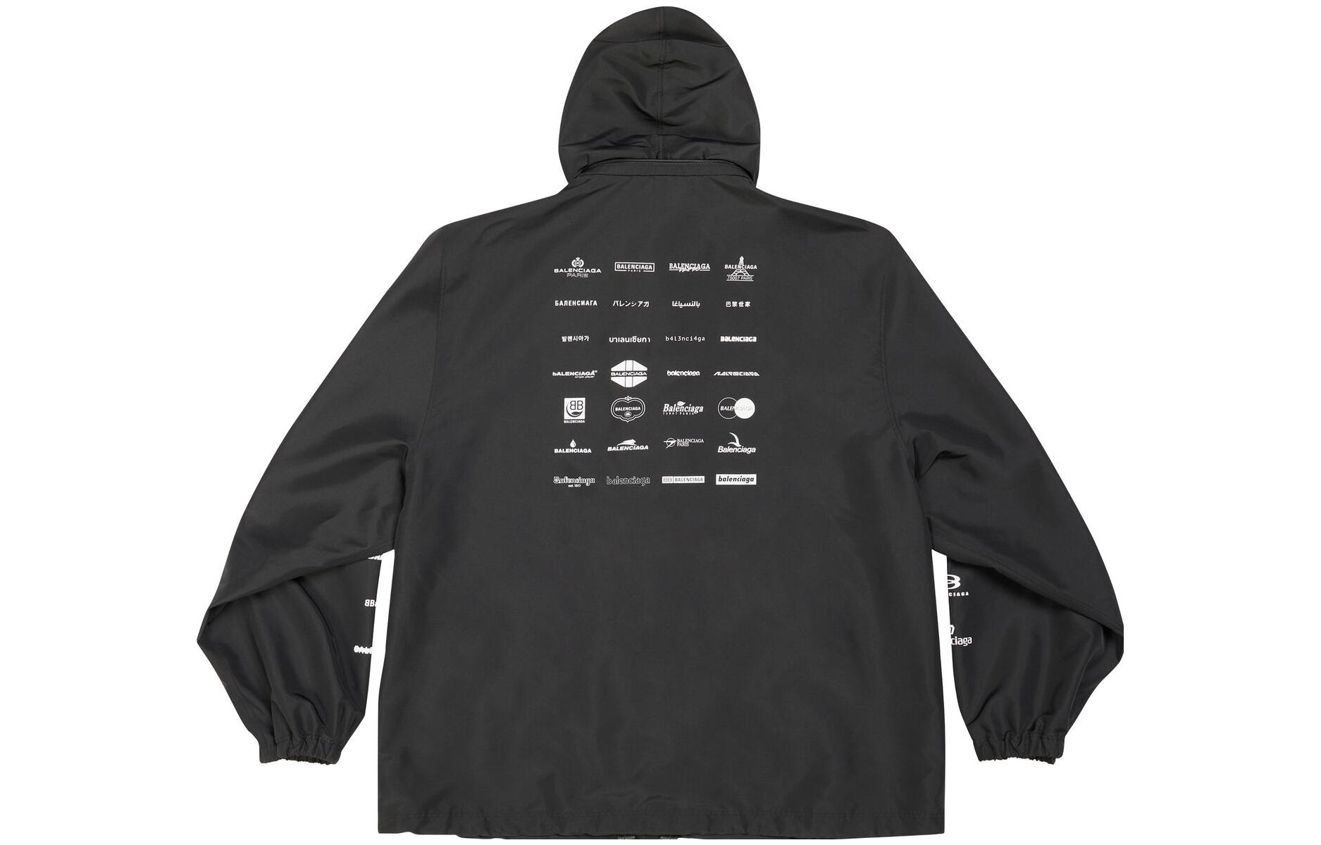 Balenciaga SS23 Logo Print Drawstring Hoodie Jacket Unisex Black. 725607TMO101000 圖 3