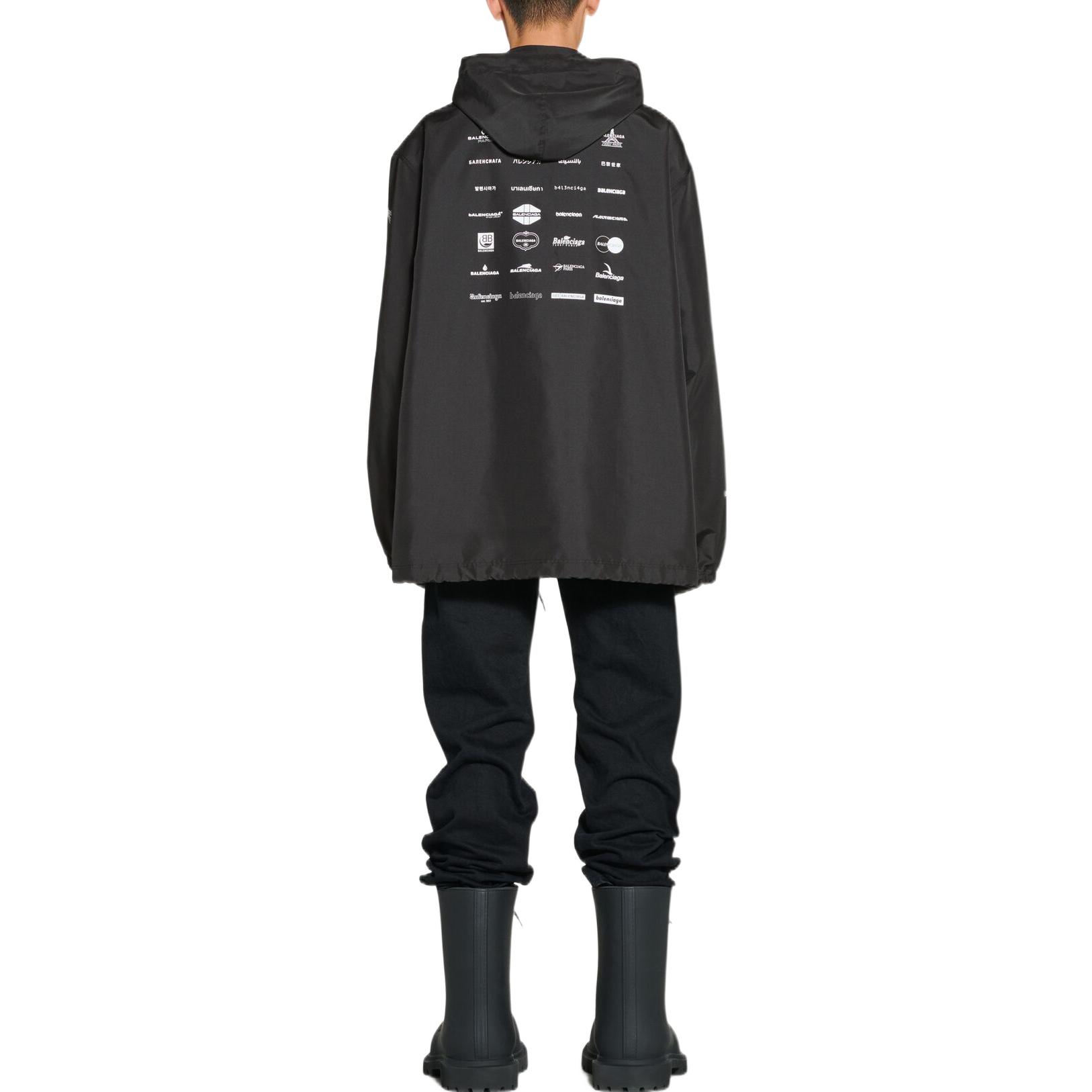 Balenciaga SS23 Logo Print Drawstring Hoodie Jacket Unisex Black. 725607TMO101000 圖 5